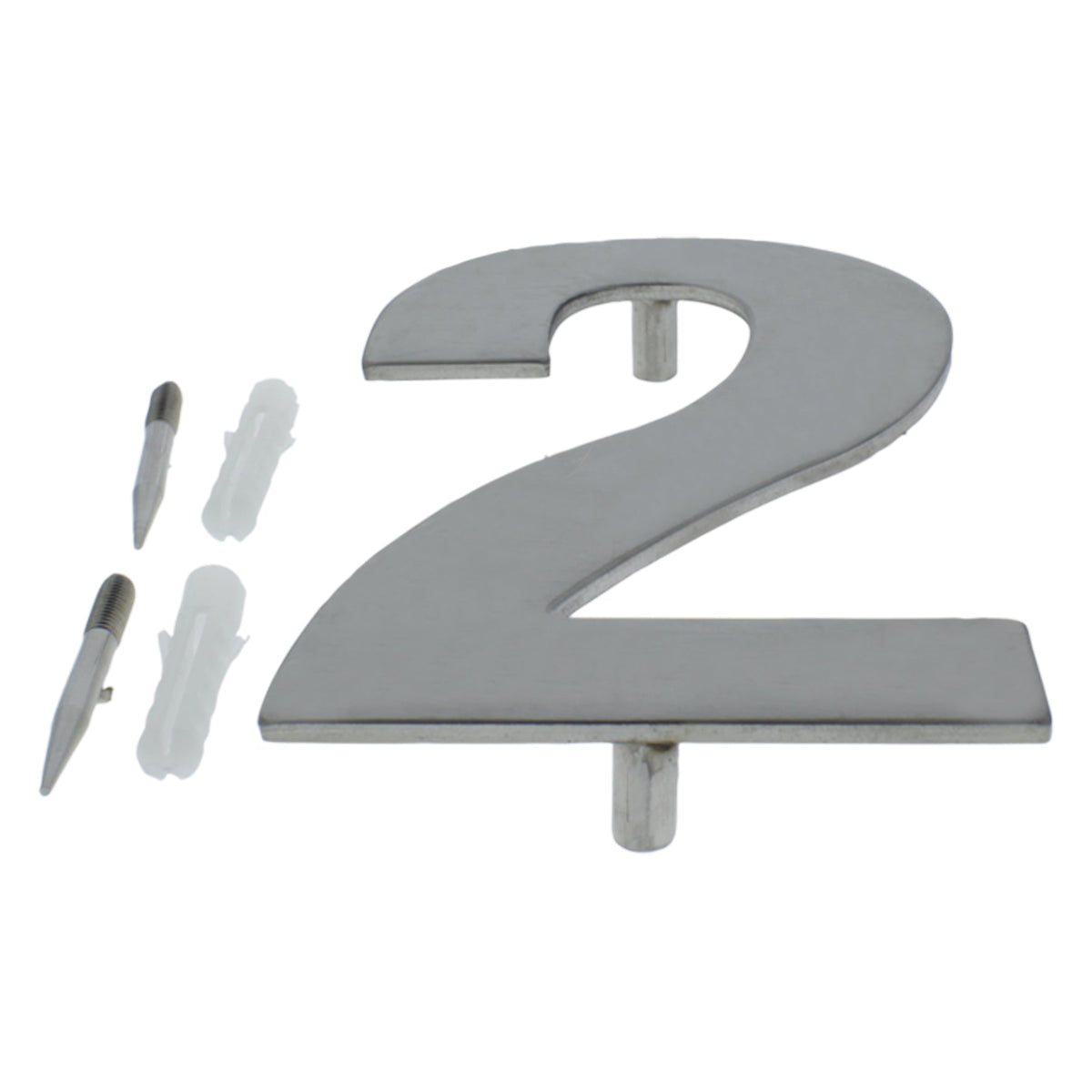 Huisnummer 2 RVS 130x3mm