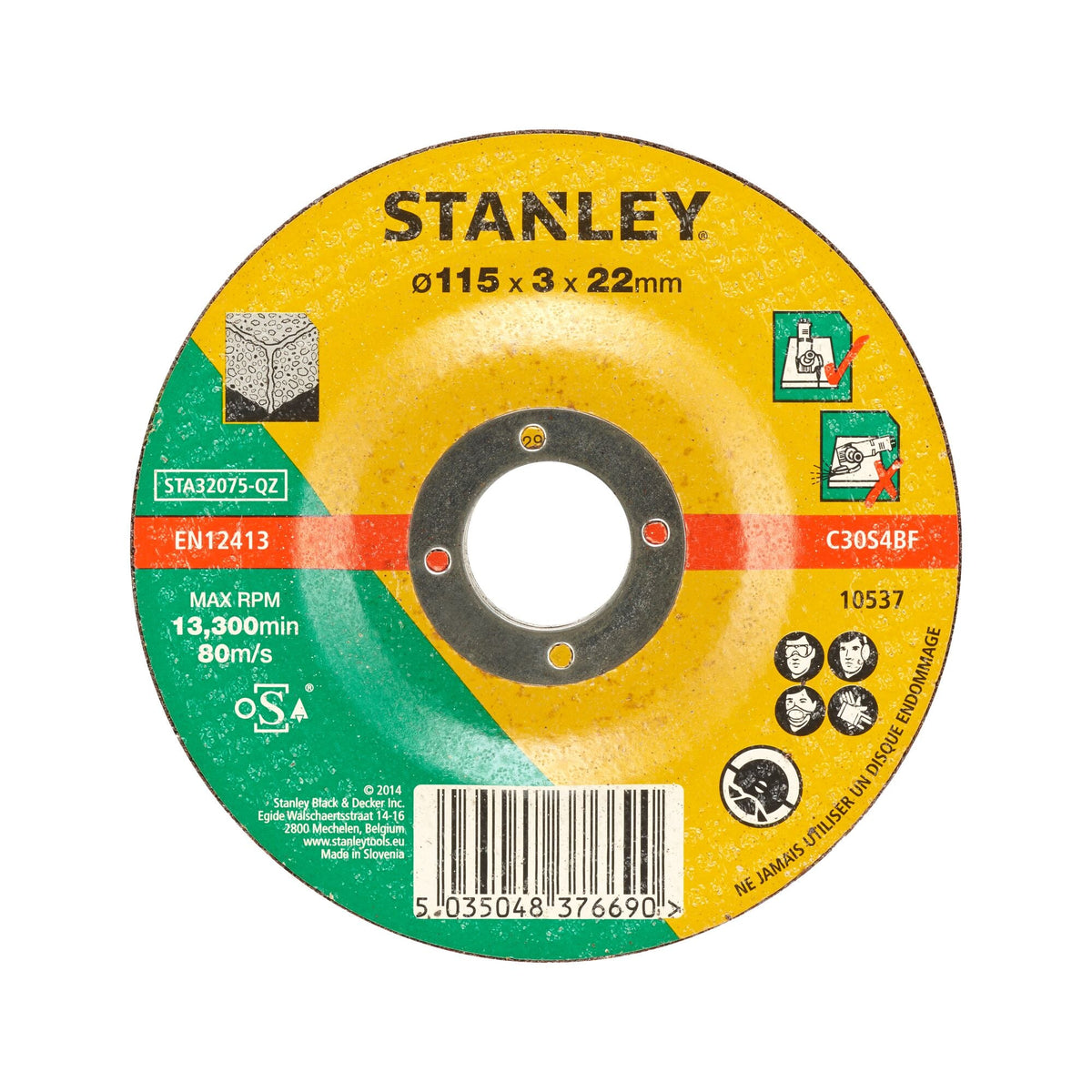 Stanley slijpschijf 4+2gratis 115mm staal