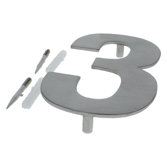 Huisnummer 3 RVS 130x3mm