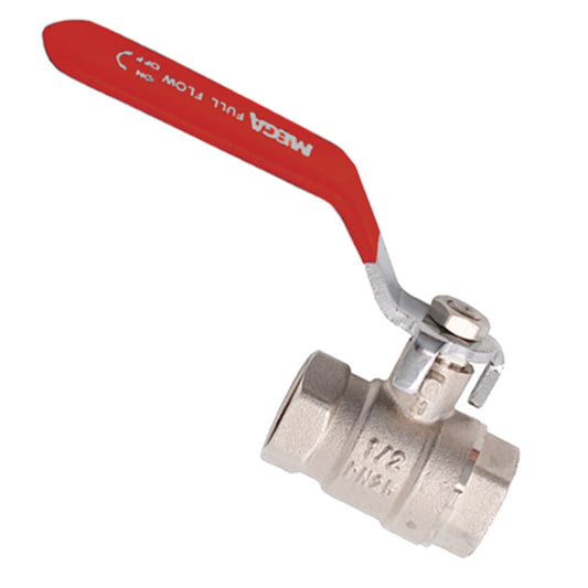 Sanivesk kogelkraan met hendel messing vernikkeld 1/2" binnendraad x 1/2" binnendraad