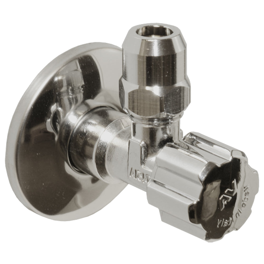 Sanivesk hoekstopkraan met zelfdichtende schroefdraad en rozet 1/2" buitendraad x 10mm chroom