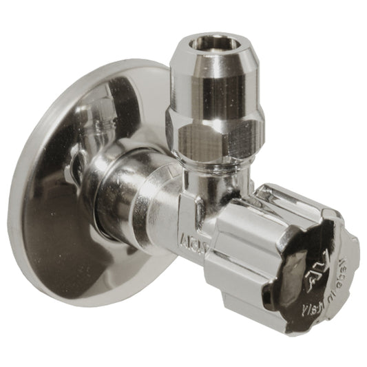 Sanivesk hoekstopkraan met zelfdichtende schroefdraad en rozet 1/2" buitendraad x 10mm chroom