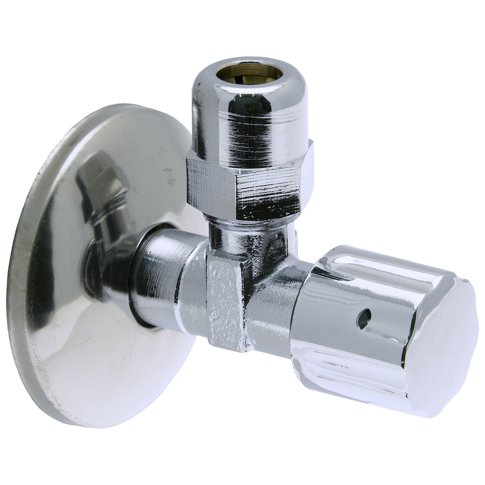 Sanivesk hoekstopkraan met rozet 3/8" buitendraadx10mm chroom
