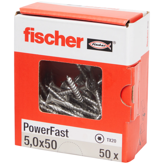 Fischer spaanplaatschroeven — 5,0 x 50 mm | 50 stuks