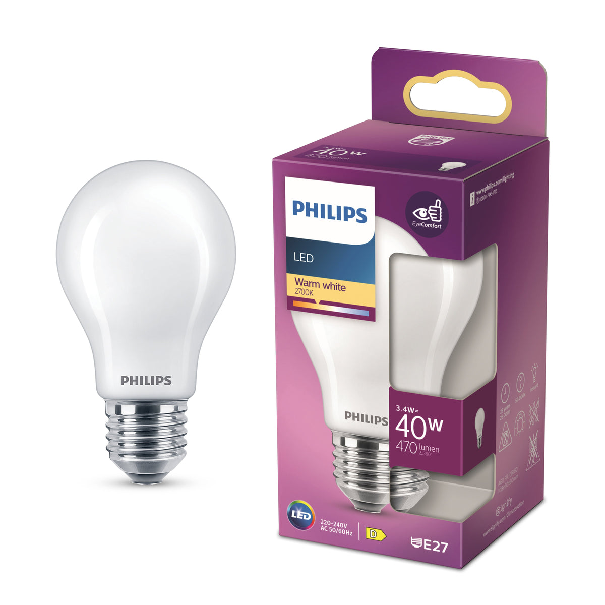 Philips LED Stand E27 2700K 40W Mat