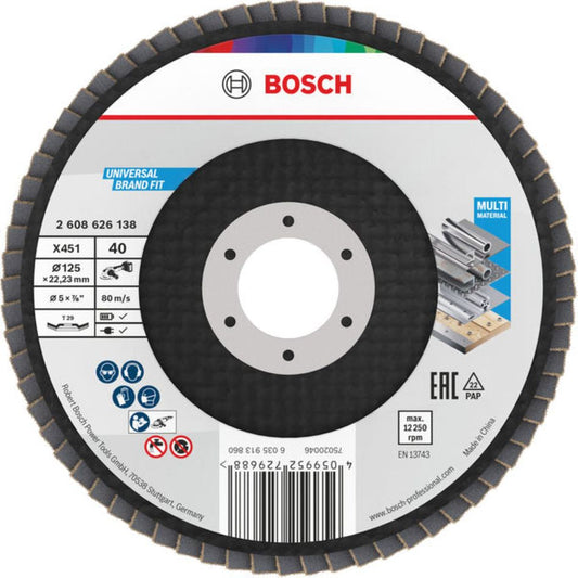 Bosch Blauw Lamellenschuurschijf X451 Multi Material ø125 mm korrel 40 haakse uitvoering