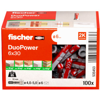 Fischer DuoPower 6 x 30 mm verpakking 100 stuks