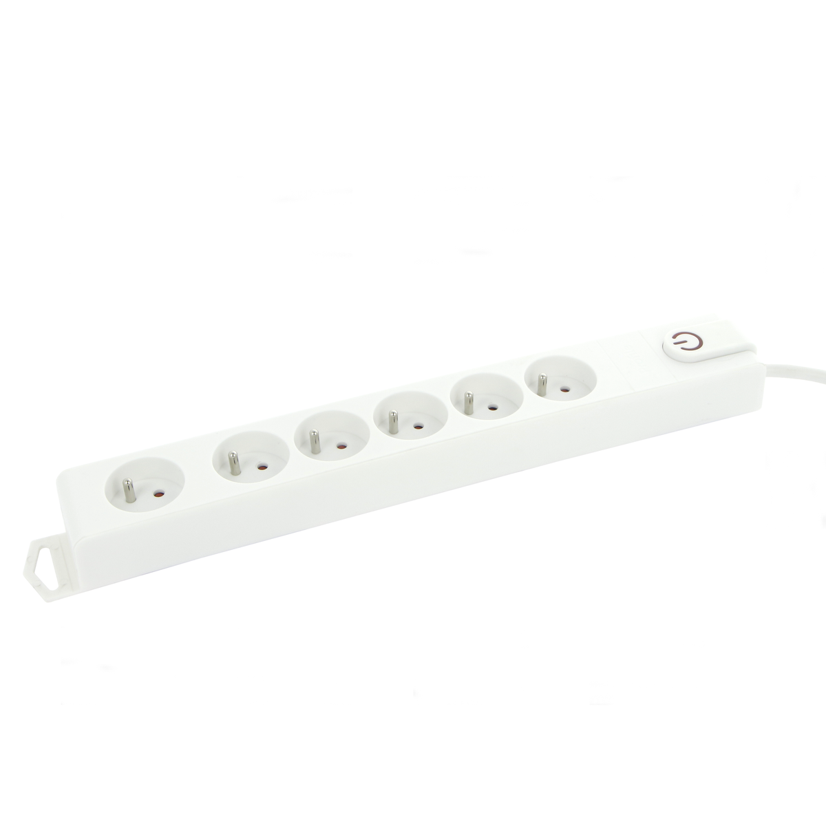 Profile stopcontactdoos 6-voudig met schakelaar – 1,5 m – Schuko – wit