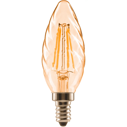 Sencys Ledfilamentlamp Kaars CT35G Twisted - Amber - D3,5cm - Warm Wit - E14 - 4,5W