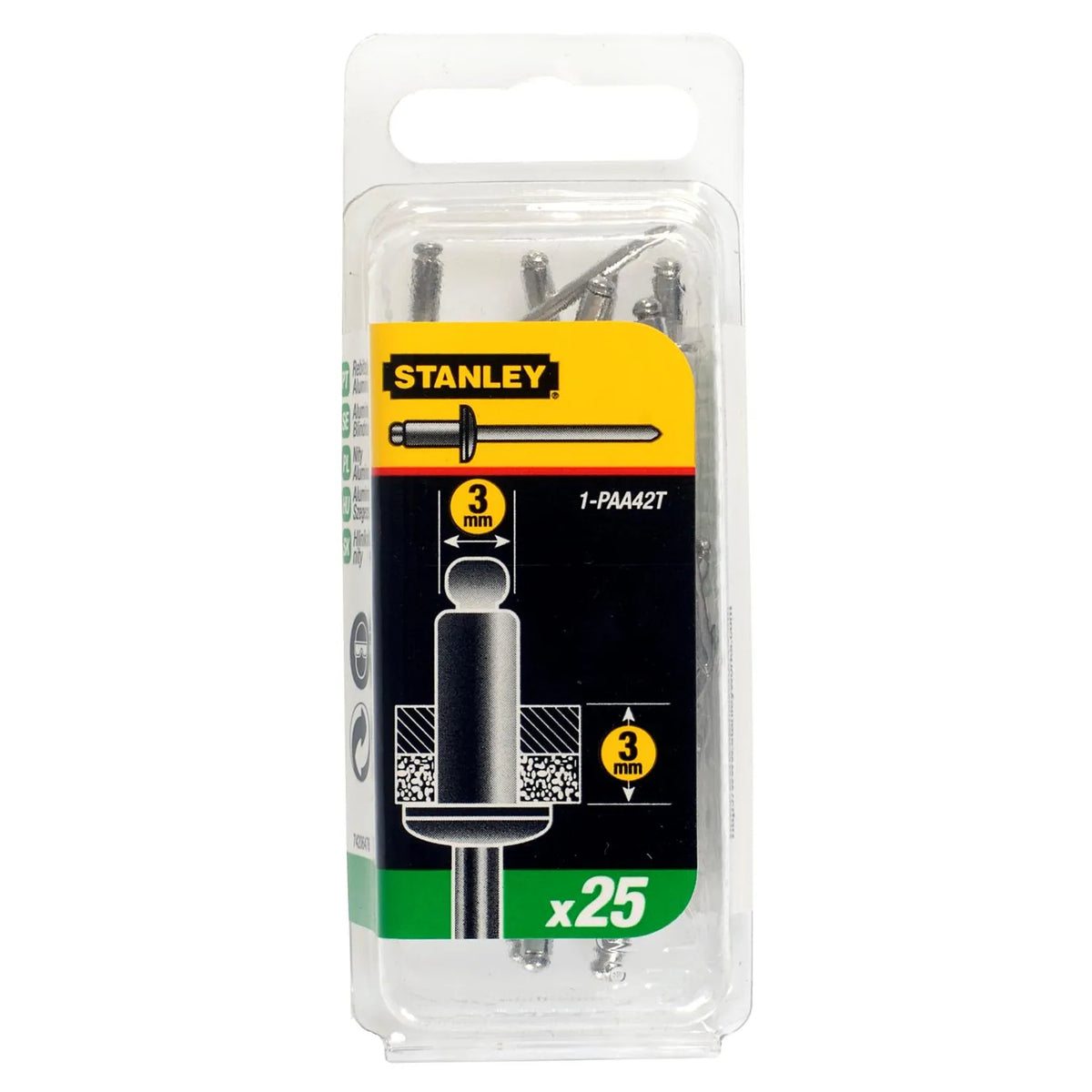 Stanley popnagels 3x3mm - 25 stuks
